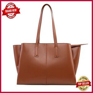 Vegan Leather Work Tote Bag with Laptop Compartment, Professional Office